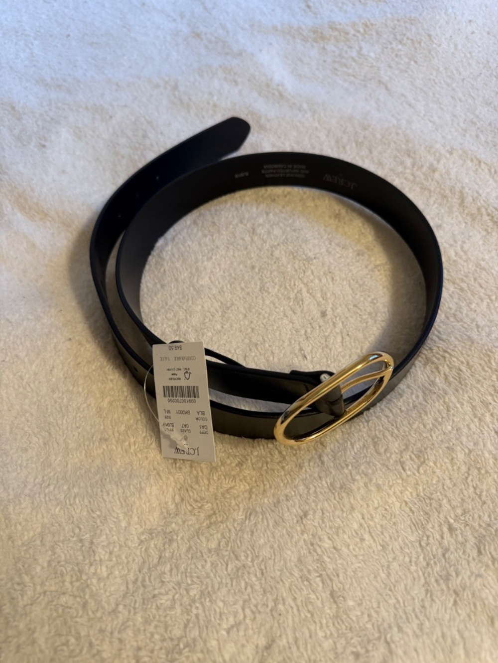 Crew Women’s Genuine Leather Belt in Black, M/L, Oval Bucket Leather Belt, NWT - Picture 3 of 6